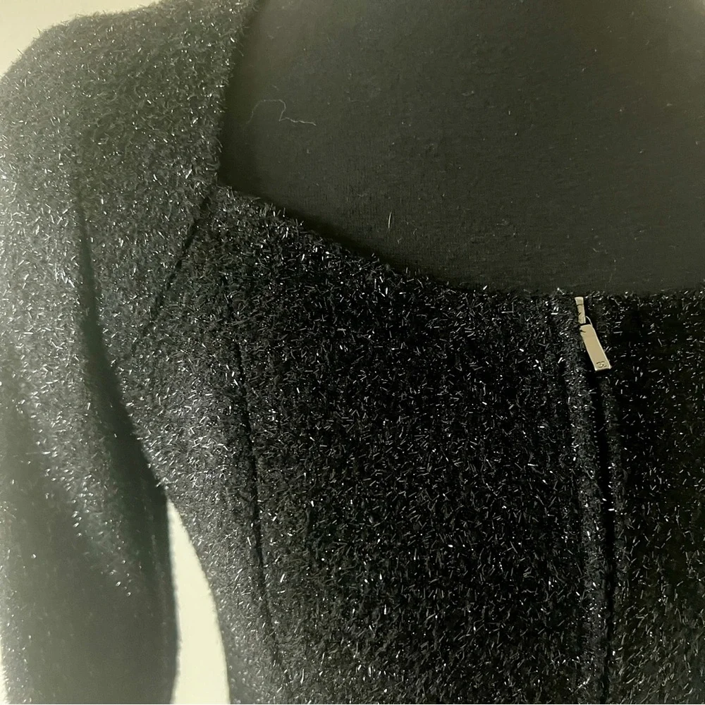 CHANEL Iridescent Tweed Black Zip Crop Jacket NEW - 38 / 2